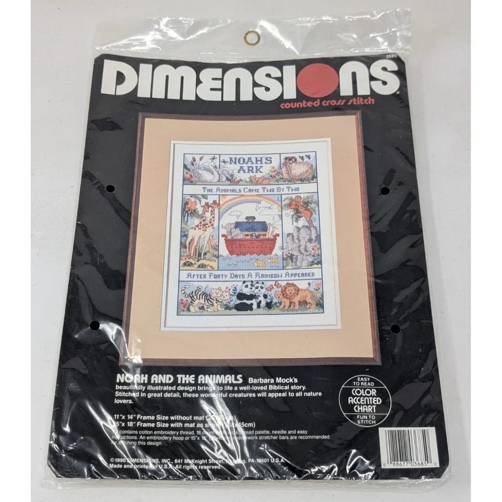 Vintage Dimensions Noah's Ark Counted Cross Stitch Kit Christian Animals 1990